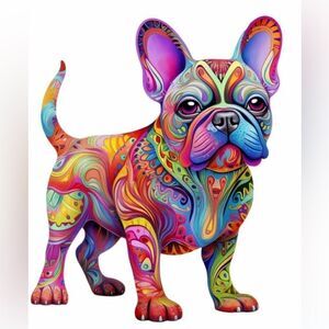 Colorful French Bulldog Premier Wooden Puzzle